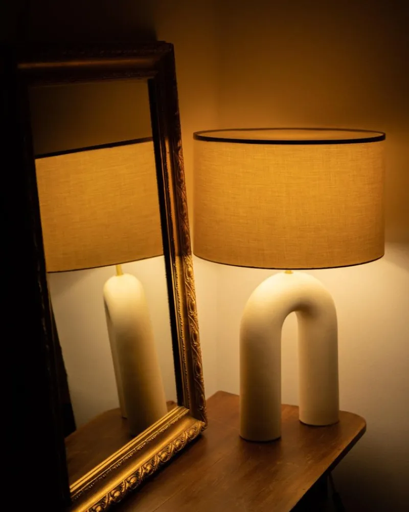 Pamono Ecru Ceramic Arko Table Lamp by Simone & Marcel> Table Lamps