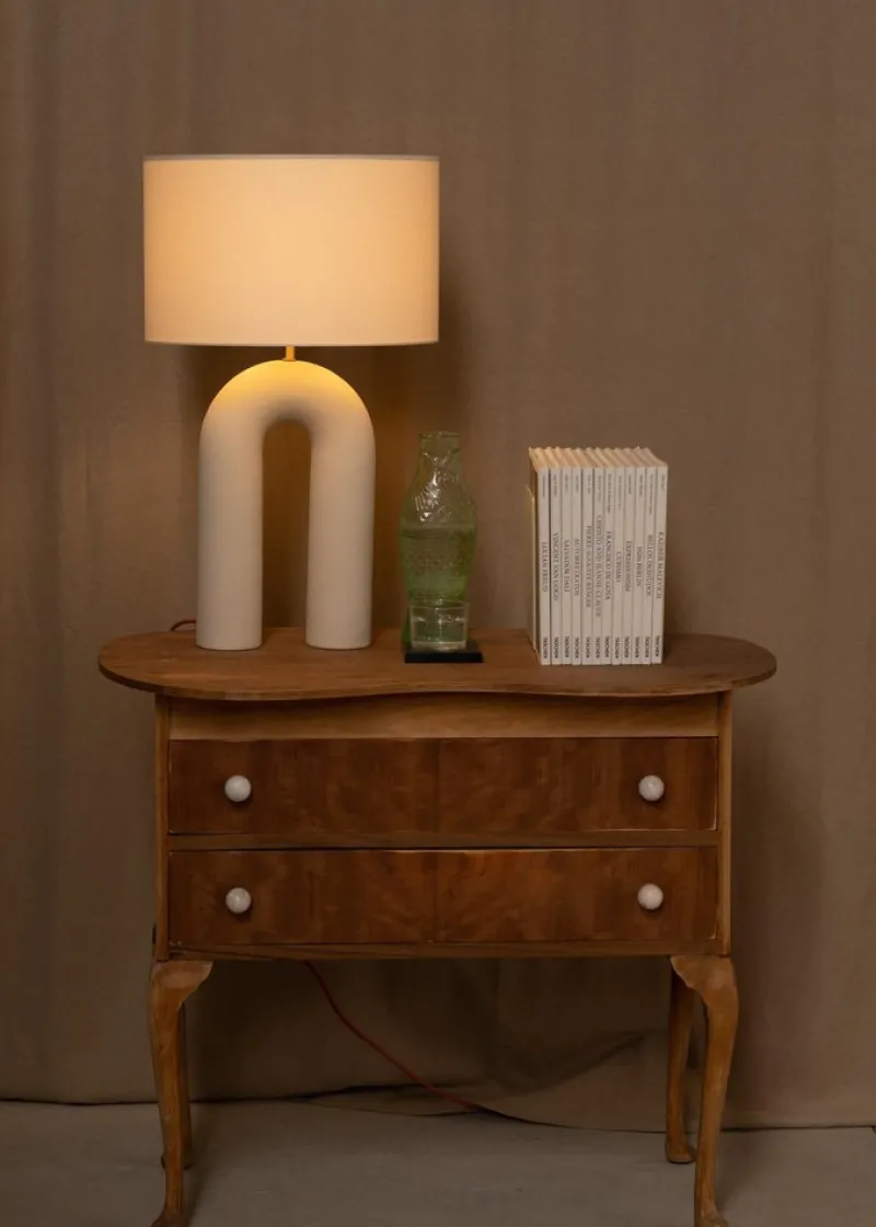 Pamono Ecru Ceramic Arko Table Lamp by Simone & Marcel> Table Lamps