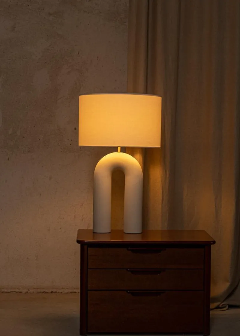 Pamono Ecru Ceramic Arko Table Lamp by Simone & Marcel> Table Lamps