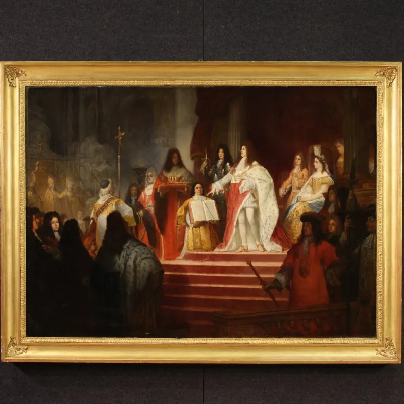 Pamono Ed. Hamman, Coronation of Victor Amadeus II, 1866, Oil on Canvas, Framed> Classical|Painting