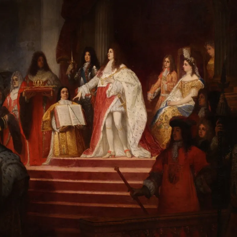Pamono Ed. Hamman, Coronation of Victor Amadeus II, 1866, Oil on Canvas, Framed> Classical|Painting