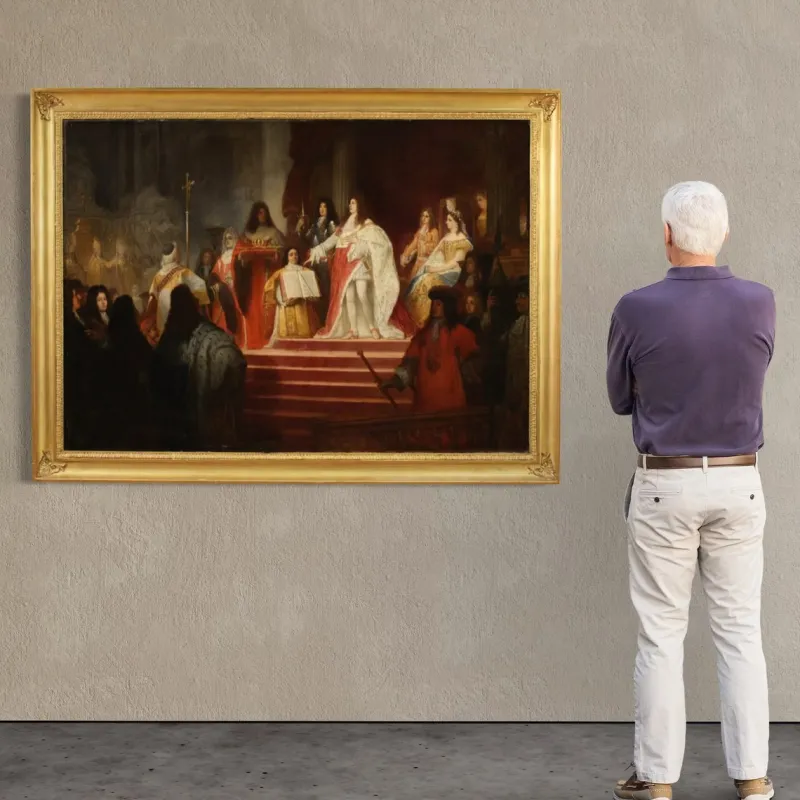 Pamono Ed. Hamman, Coronation of Victor Amadeus II, 1866, Oil on Canvas, Framed> Classical|Painting