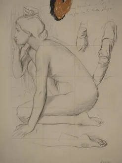 Clearance Pamono Edgar Degas, Study for a Crouching Nude, Lithograph and Stencil