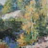 Hot Pamono Edgars Vinters, Landscape with the River, 1992, Oil on Cardboard