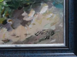 Hot Pamono Edgars Vinters, Landscape with the River, 1992, Oil on Cardboard