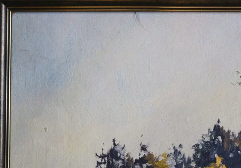 Pamono Edgars Vinters, Sunny Autumn Forest Edge, 1960s, Oil on Board> Impressionist