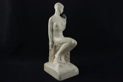 Pamono Edith Annie Laidman, Art Nouveau Sculpture of Daphne with Laurel, Pelicans and Parrots, Ceramic> Art Nouveau