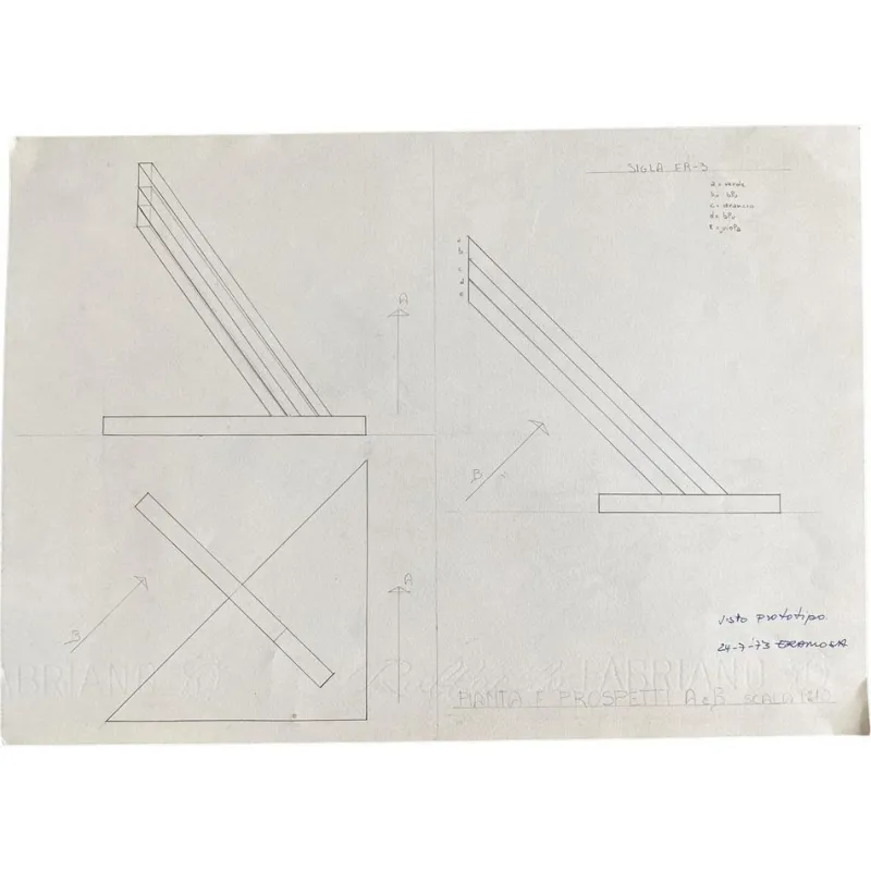 Sale Pamono Edival Ramosa, Multicolor Floor Lamp Project, 1973, Pencil Drawing on Paper