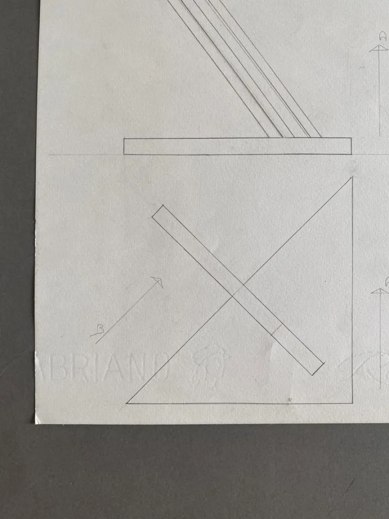 Sale Pamono Edival Ramosa, Multicolor Floor Lamp Project, 1973, Pencil Drawing on Paper
