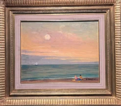 Pamono Edouard Chappel, Marina, 1930s, Oil on Panel, Framed> Painting