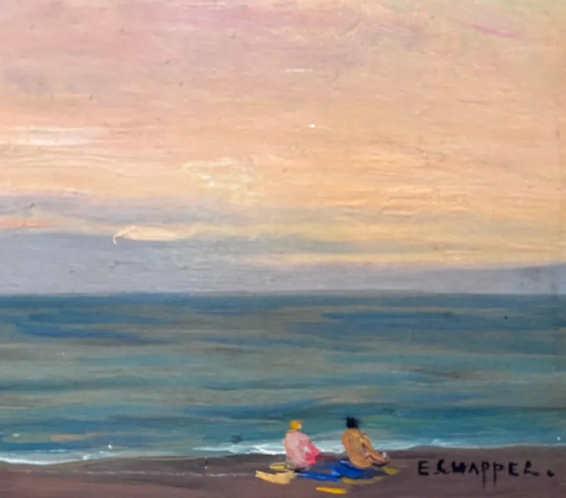 Pamono Edouard Chappel, Marina, 1930s, Oil on Panel, Framed> Painting