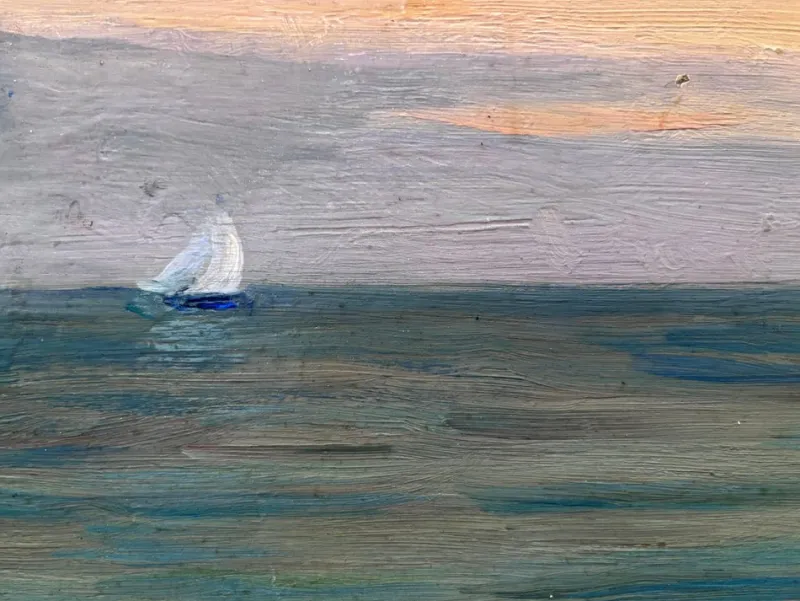Pamono Edouard Chappel, Marina, 1930s, Oil on Panel, Framed> Painting