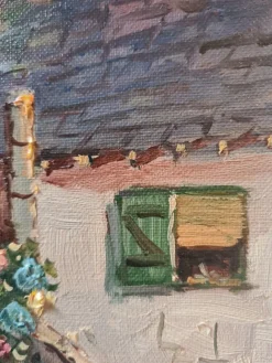 Outlet Pamono Edouard Le Saout, Geraniums and Flowers on a Cottage Staircase, 1950s, Oil on Canvas