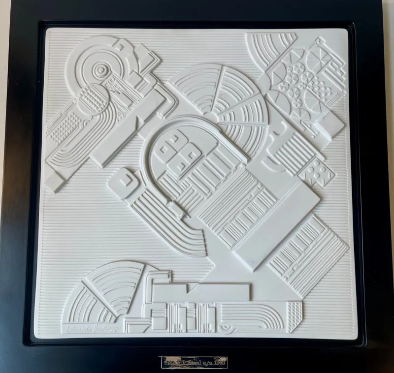 Best Pamono Eduardo Paolozzi, Abstract Architectural Limited Wall Plaque, 1978, Bisque