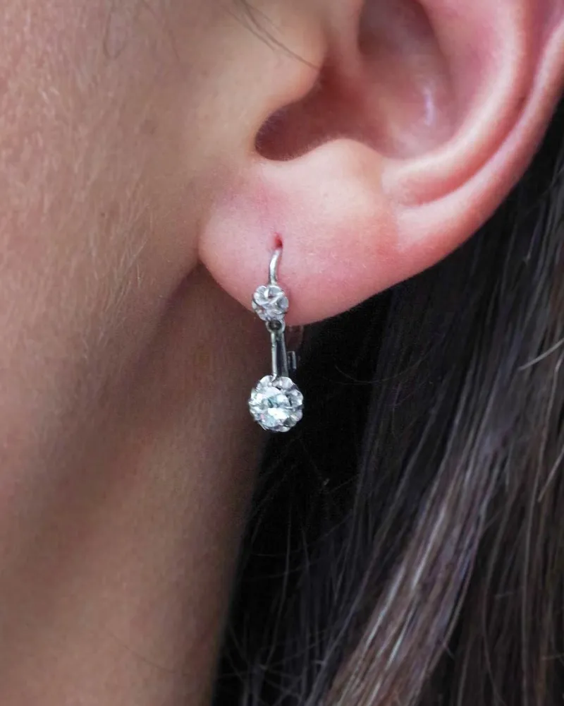 New Pamono Edwardian 0.40 Ct Diamond Earrings, Set of 2