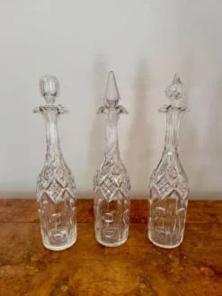 Pamono Edwardian Cut Glass Decanters, 1900s, Set of 3><noscript><img width=