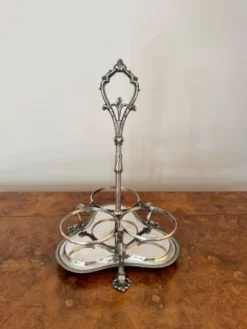 Discount Pamono Edwardian Cut Glass Decanters and Silver-Plated Stand, 1900, Set of 4