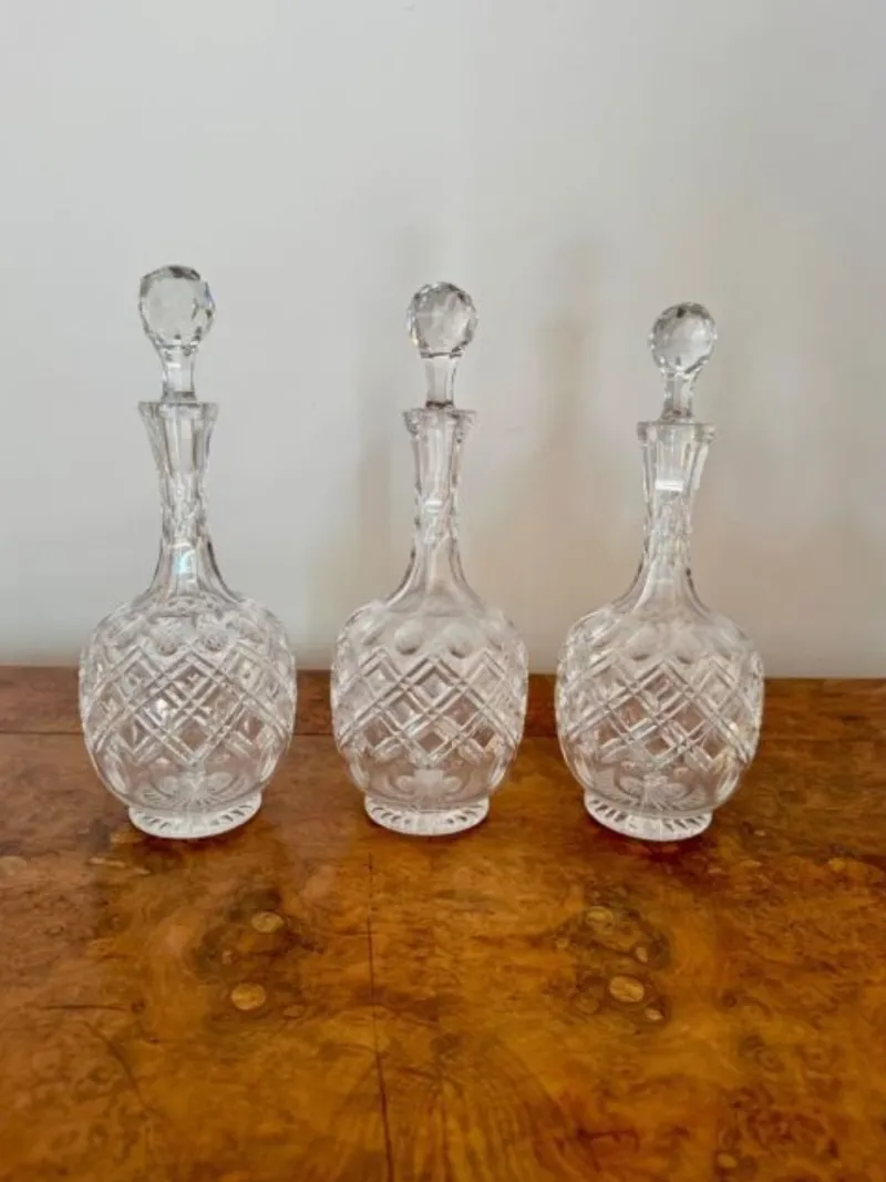 Discount Pamono Edwardian Cut Glass Decanters and Silver-Plated Stand, 1900, Set of 4