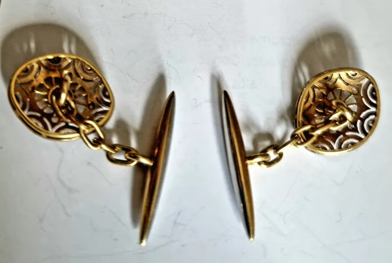 Best Pamono Edwardian Diamond Cufflinks in Platinum Over 18k Gold, 1910, Set of 2
