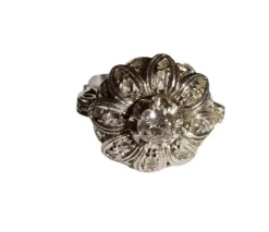 Pamono Edwardian Floral Halo Diamond Ring in Platinum, 1910s><noscript><img width=
