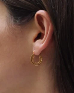 Online Pamono Edwardian Gold Hoop Earrings, Set of 2
