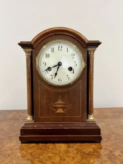 Discount Pamono Edwardian Mahogany Inlaid Mantle Clock, 1900s