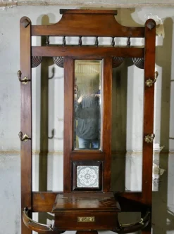 Pamono Edwardian Mirrored Hall Stand, 1890s> Racks, Hooks & Valets