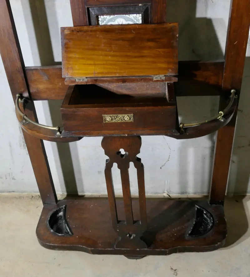 Pamono Edwardian Mirrored Hall Stand, 1890s> Racks, Hooks & Valets
