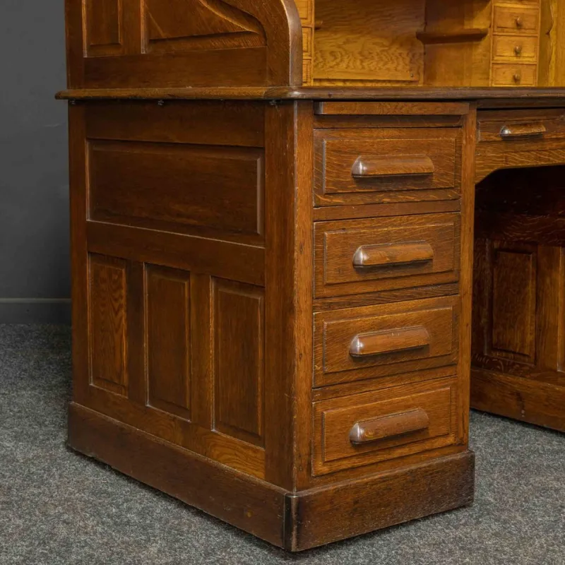 New Pamono Edwardian Oak Roll Top Desk