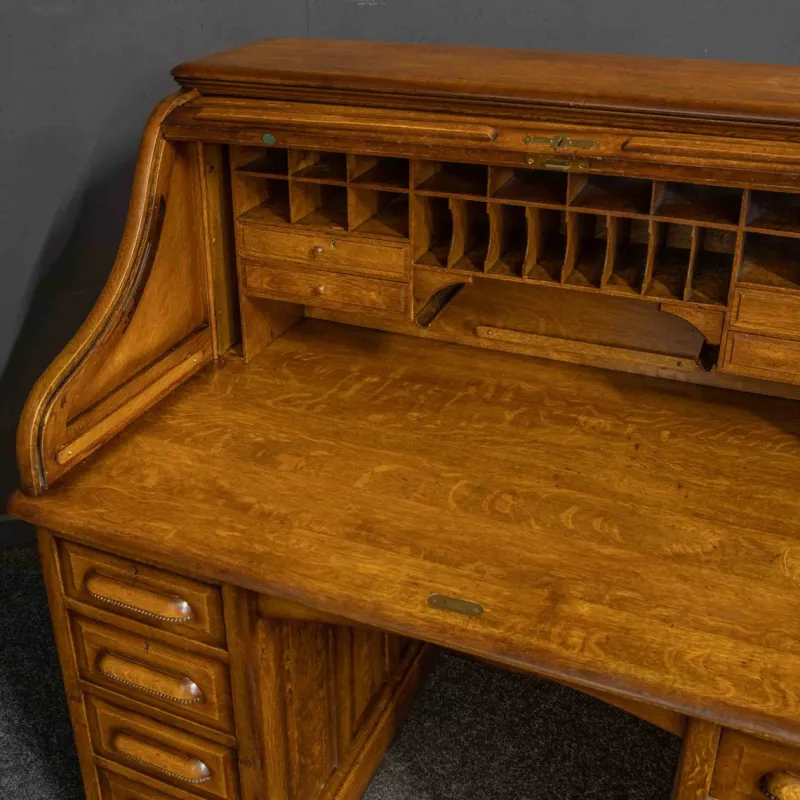 Pamono Edwardian Oak Roll Top Desk> Desks