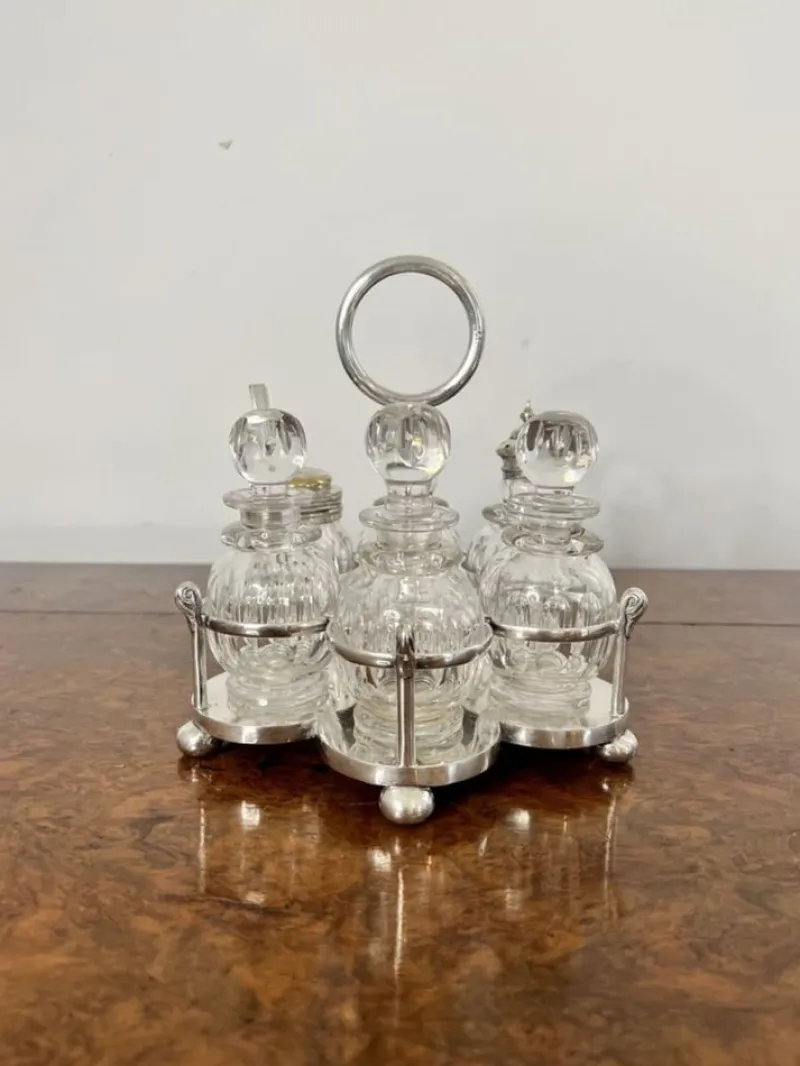 Sale Pamono Edwardian Silver Plated Cruet Set, 1900s, Set of 7