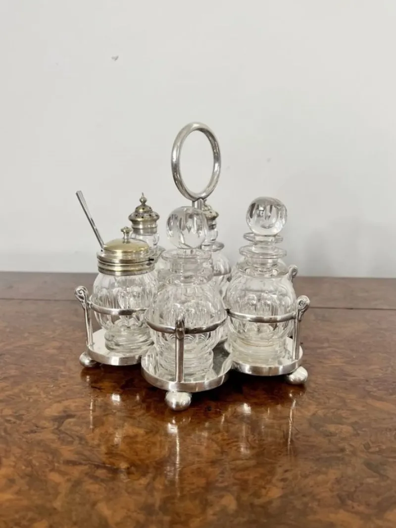 Sale Pamono Edwardian Silver Plated Cruet Set, 1900s, Set of 7
