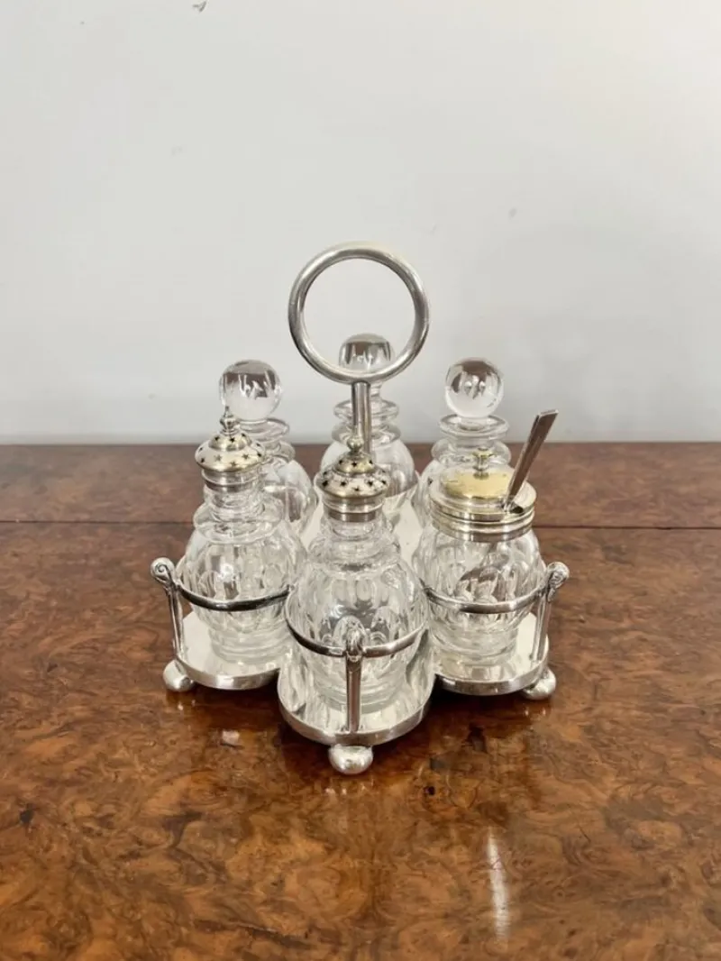 Sale Pamono Edwardian Silver Plated Cruet Set, 1900s, Set of 7