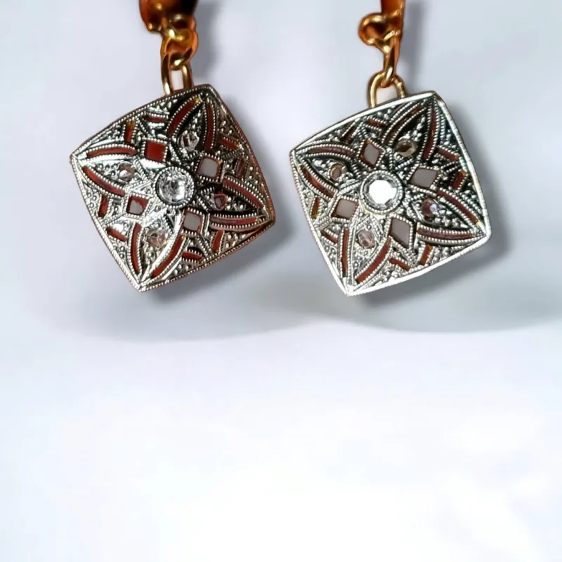 Discount Pamono Edwardian Square Diamond Cufflinks, 1910, Set of 2