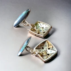 Discount Pamono Edwardian Square Diamond Cufflinks, 1910, Set of 2