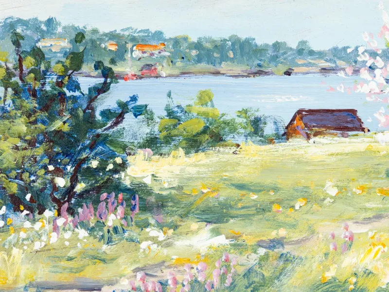 New Pamono Egon Lennart Karlsson, Swedish Spring, Oil on Panel, Framed