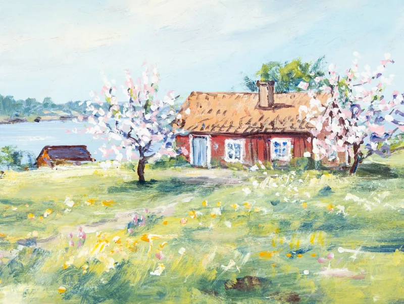 New Pamono Egon Lennart Karlsson, Swedish Spring, Oil on Panel, Framed