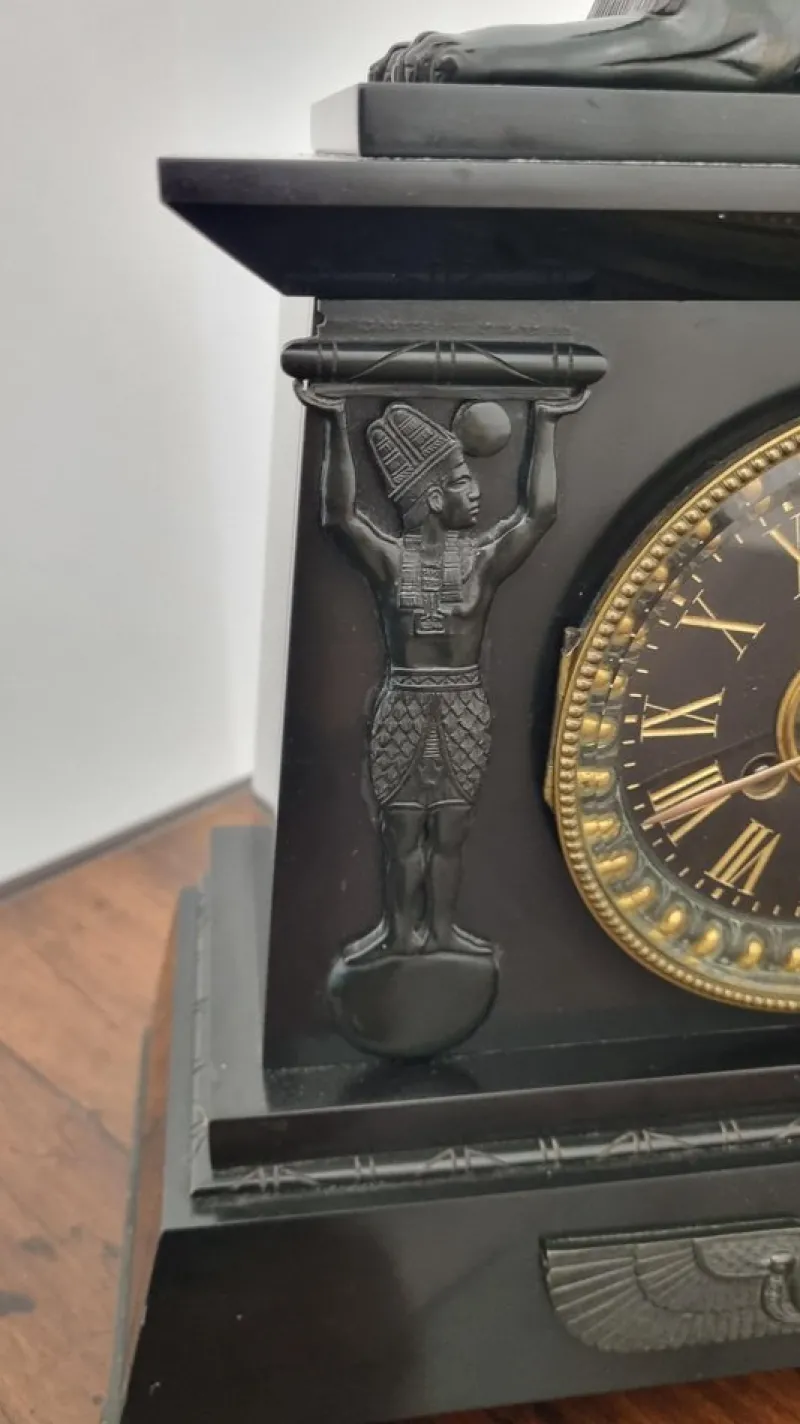Pamono Egyptian Revival Mantel Clock by D. Munsey of Cambridge> Clocks