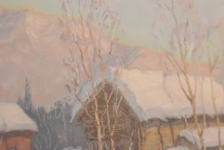 Pamono Einar Krüger, Post Impressionist Swedish Snowscape, Mid-20th Century, Oil on Board, Framed><noscript><img width=