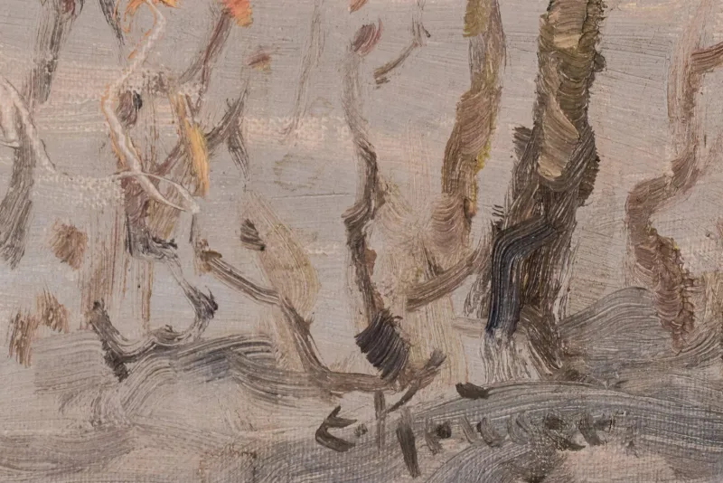 Pamono Einar Krüger, Post Impressionist Swedish Snowscape, Mid-20th Century, Oil on Board, Framed> Impressionist