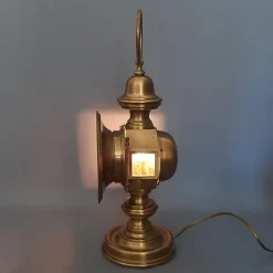 Pamono Electric Car Headlight Style Table Lamp in Brass, 1950s><noscript><img width=