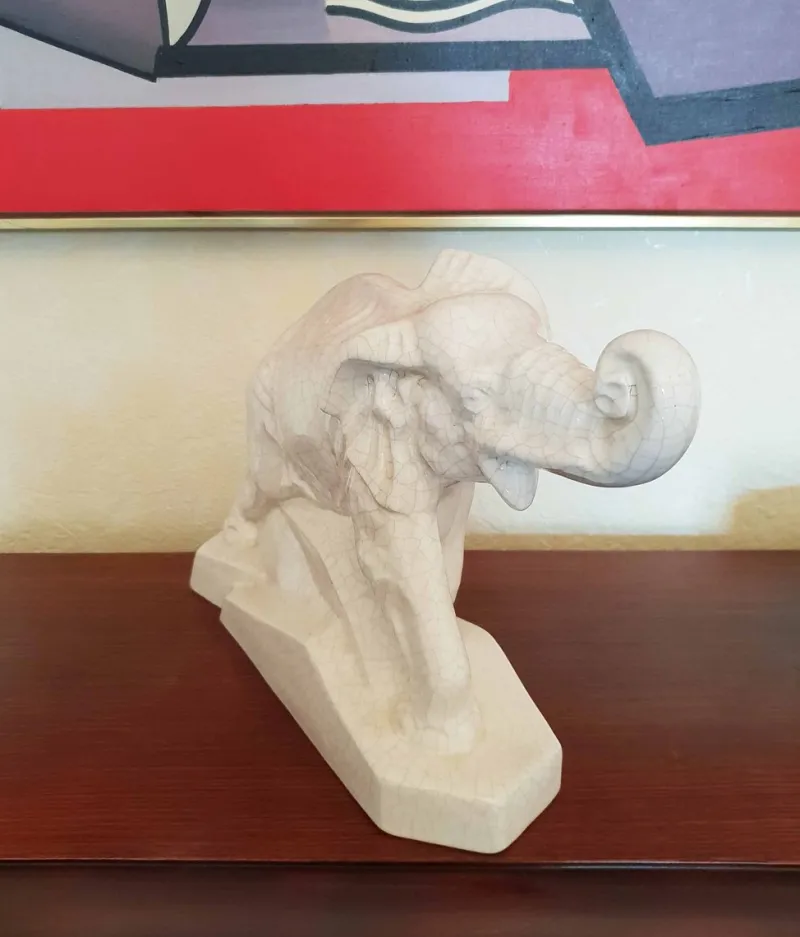 Clearance Pamono Elephant Sculpture by Emaux de Louvière