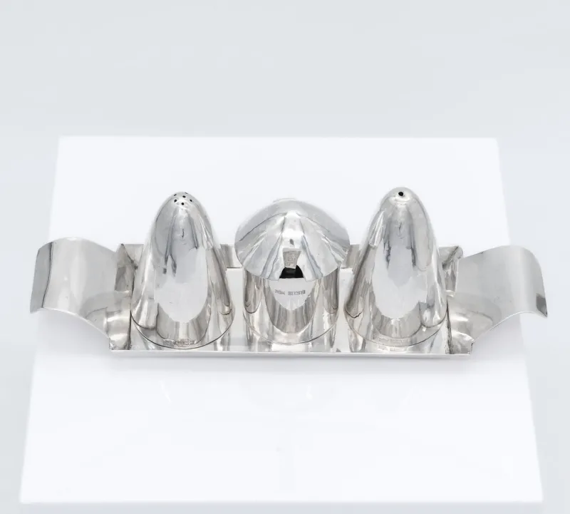 Online Pamono Elizabeth II Modernist Sterling Silver Cruet Set, Birmingham, 1965, Set of 5