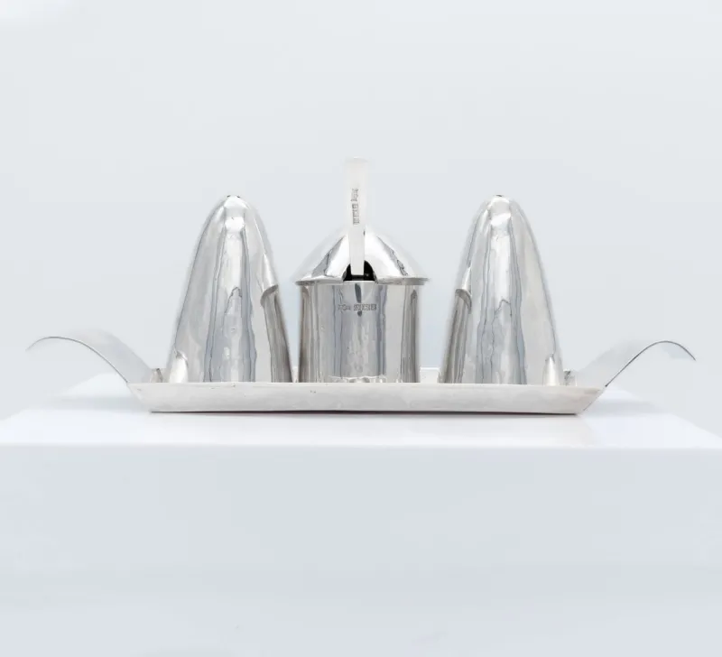 Online Pamono Elizabeth II Modernist Sterling Silver Cruet Set, Birmingham, 1965, Set of 5