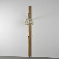 Hot Pamono Elm Floor Lamp with Pleated Paper Shade, France, 1970s