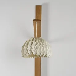 Hot Pamono Elm Floor Lamp with Pleated Paper Shade, France, 1970s