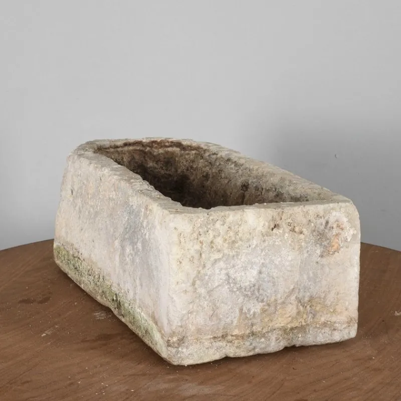 Pamono Elongated Stone Basin Carved from a Single Block with Double Hole> Garden Accessories
