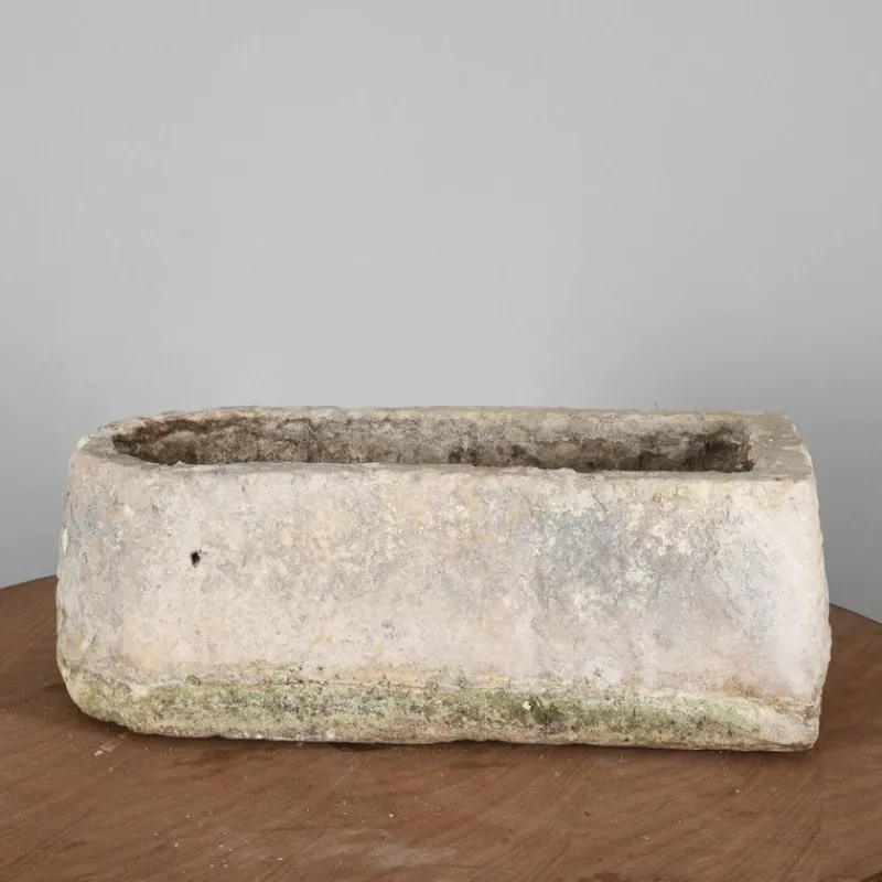 Pamono Elongated Stone Basin Carved from a Single Block with Double Hole> Garden Accessories