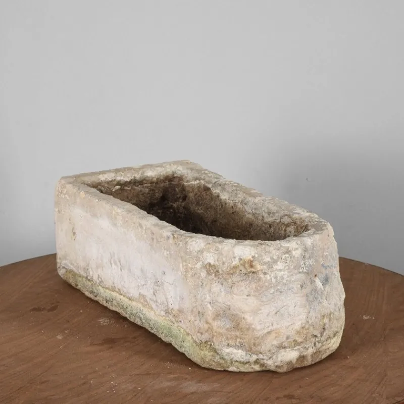 Pamono Elongated Stone Basin Carved from a Single Block with Double Hole> Garden Accessories