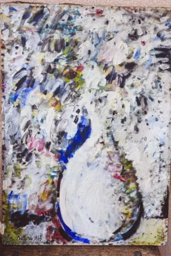 Outlet Pamono Emanuele Bettini, Vase of Flowers, 1963, Oil on Canvas